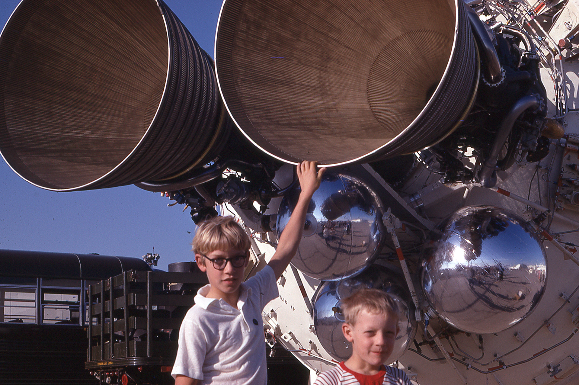 Paul Cox and David Cox with Saturn V second stage booster